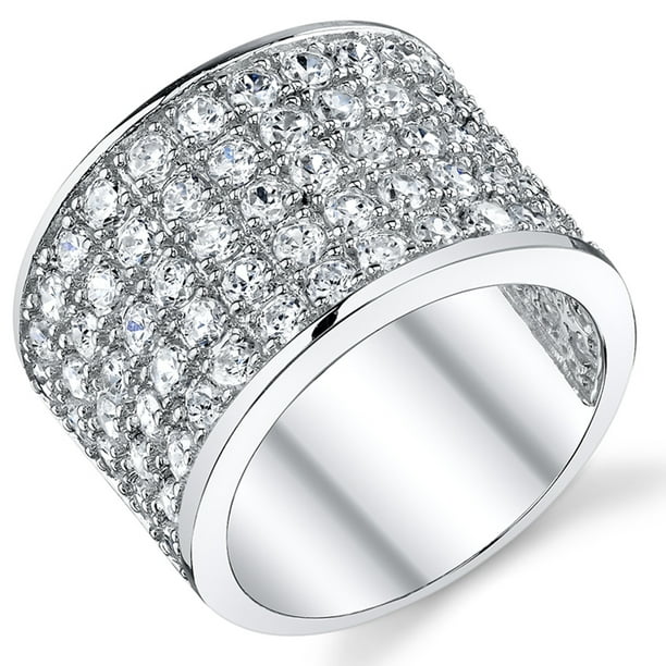 Brilliant Bijou Solid .925 Sterling Silver Rhodium Plated Diamond Mens Ring 